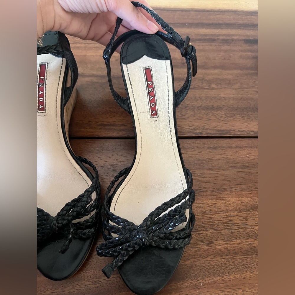 Prada Black Braided Strap Sandals - Picture 6 of 13